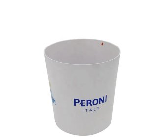 White metal logo aluminum spinning trashcan